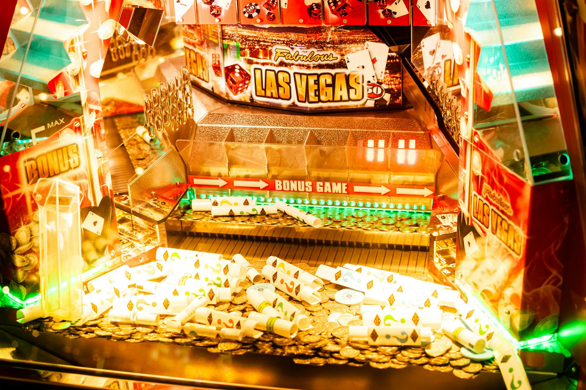 vibrant casino slot game display with las vegas theme